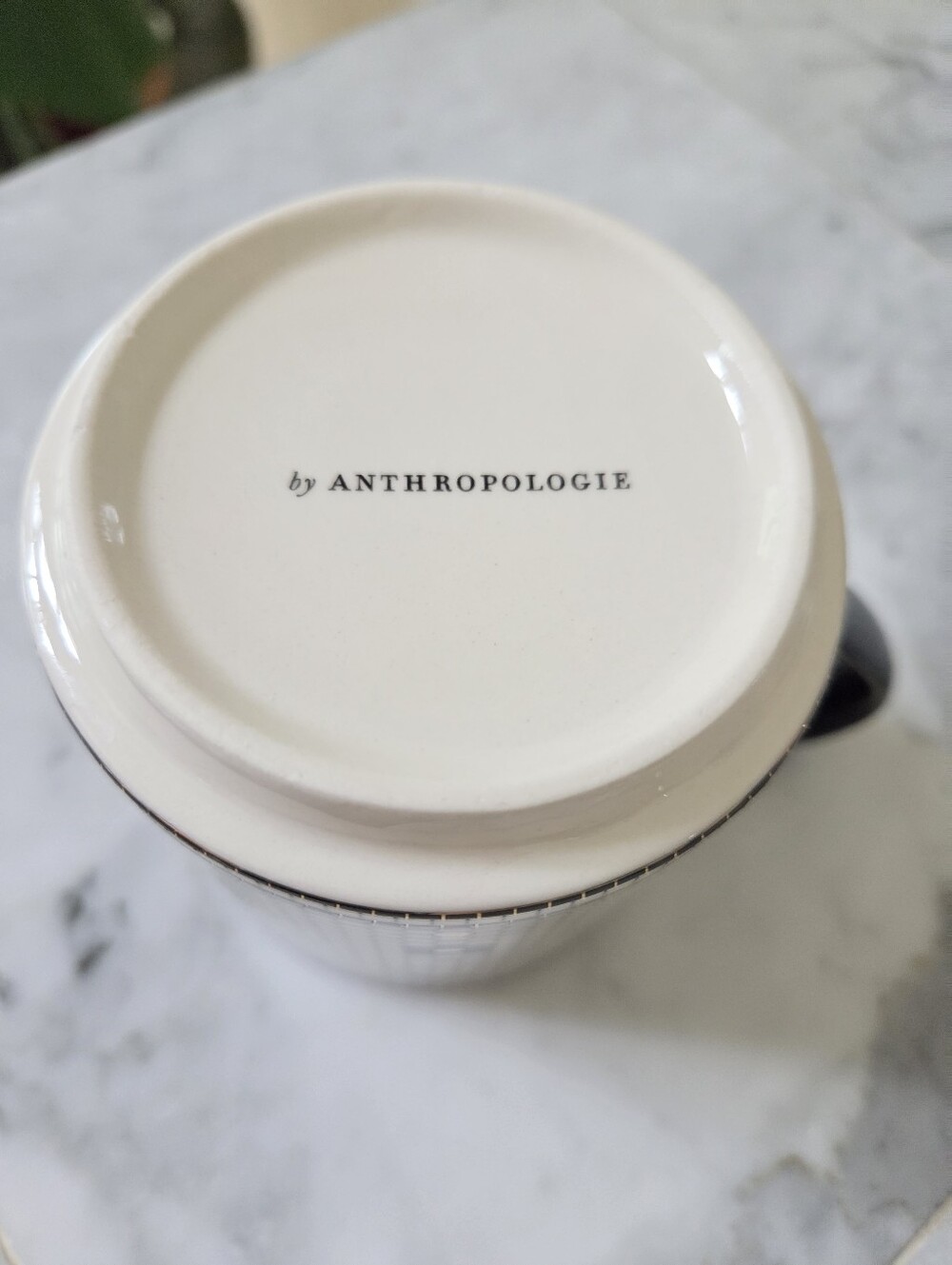 Anthropologie Bistro Tile Stoneware Mug Monogram Initial Letter J - Picture 4 of 5